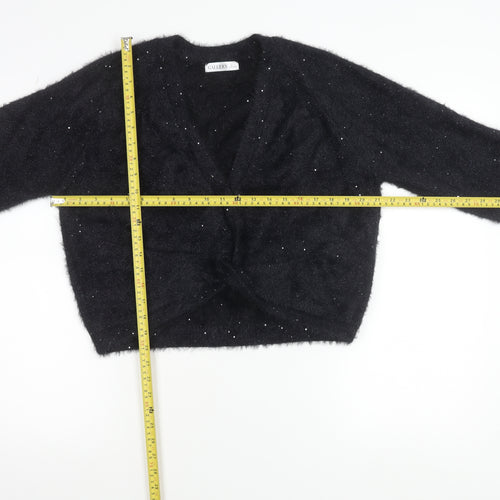 Gallery Women's Black Sequin V-Neck Long Sleeve Cardigan Size S