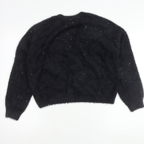 Gallery Women's Black Sequin V-Neck Long Sleeve Cardigan Size S