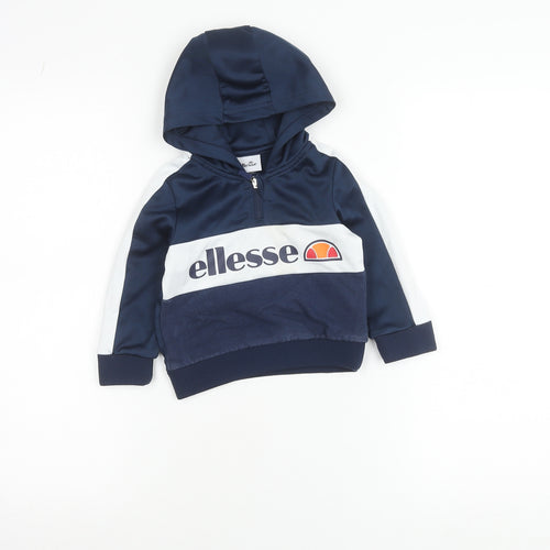 Ellesse Boys Blue 2XS Pullover Hoodie with Logo and 1/2 Zip