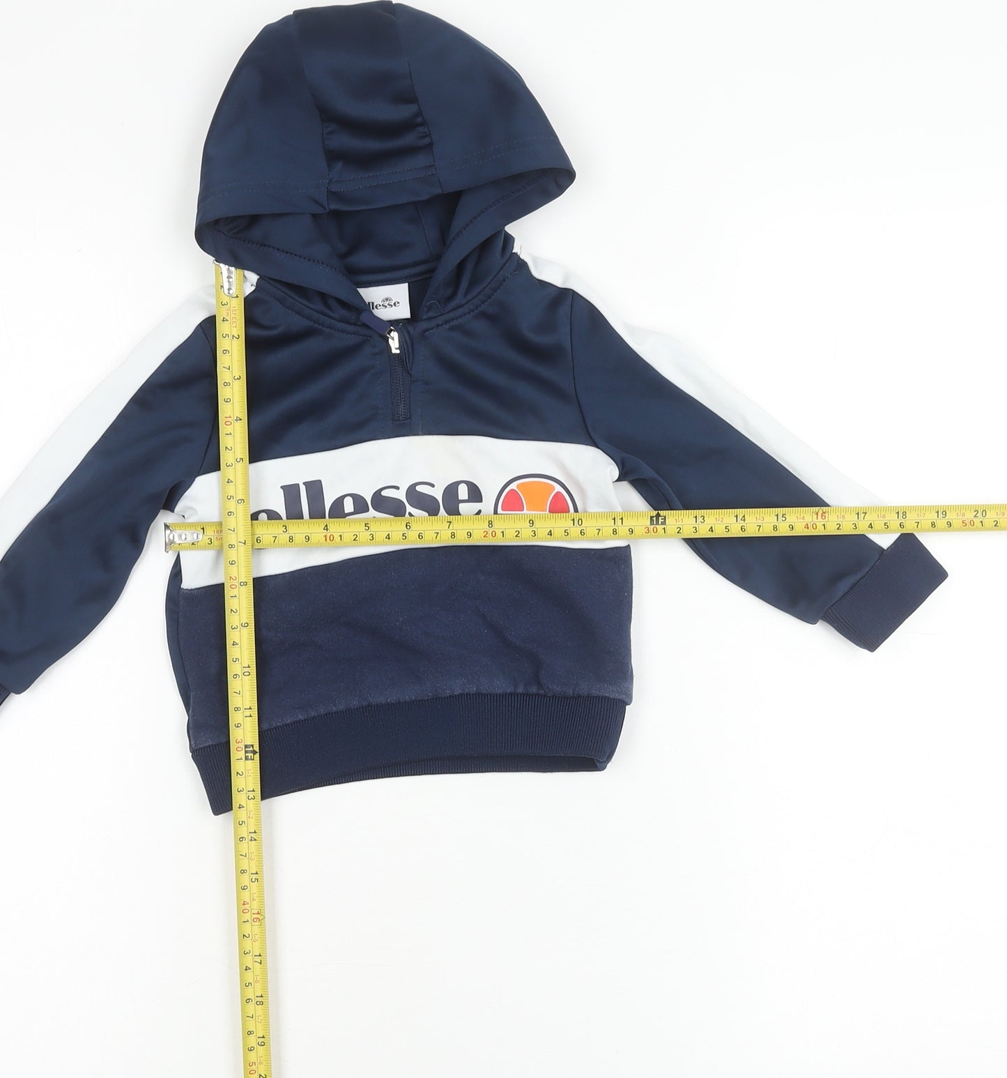 Ellesse Boys Blue 2XS Pullover Hoodie with Logo and 1/2 Zip