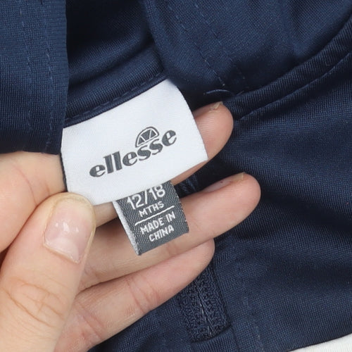 Ellesse Boys Blue 2XS Pullover Hoodie with Logo and 1/2 Zip