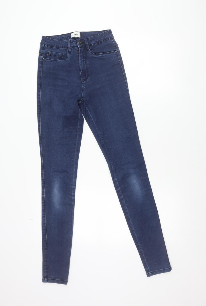 ONLY Women’s Blue Skinny Jeans S 32 Mid Rise Stretch Denim