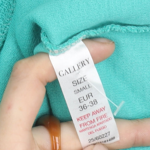 Gallery Womens Green Cropped Cotton Button-Up Short Sleeve Top Size S