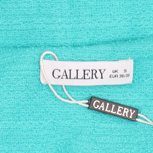 Gallery Womens Green Cropped Cotton Button-Up Short Sleeve Top Size S
