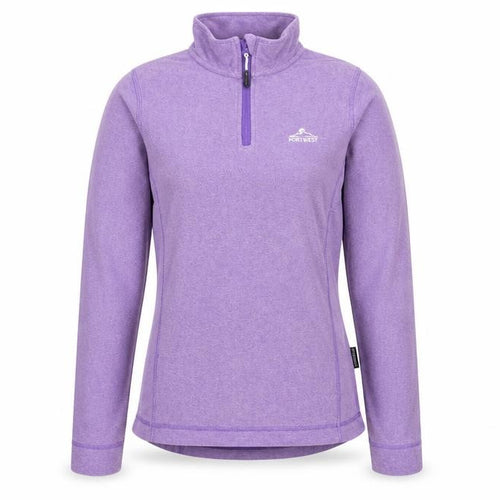 Portwest Women’s Purple Fleece Pullover 1/4 Zip Sweatshirt Size M