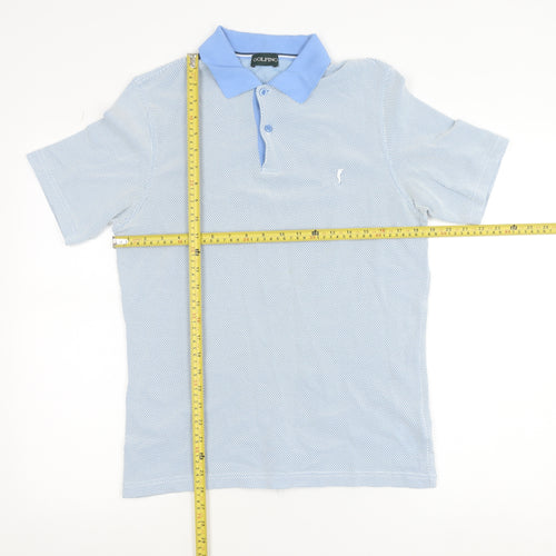 Golfino Men’s Blue Geometric Polo Shirt Size M Polyamide Golf Top