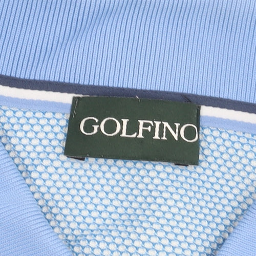 Golfino Men’s Blue Geometric Polo Shirt Size M Polyamide Golf Top