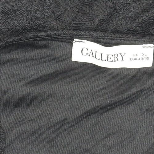 Gallery Women’s Black Lace Wrap Bodysuit Blouse XL Elegant Long Sleeve
