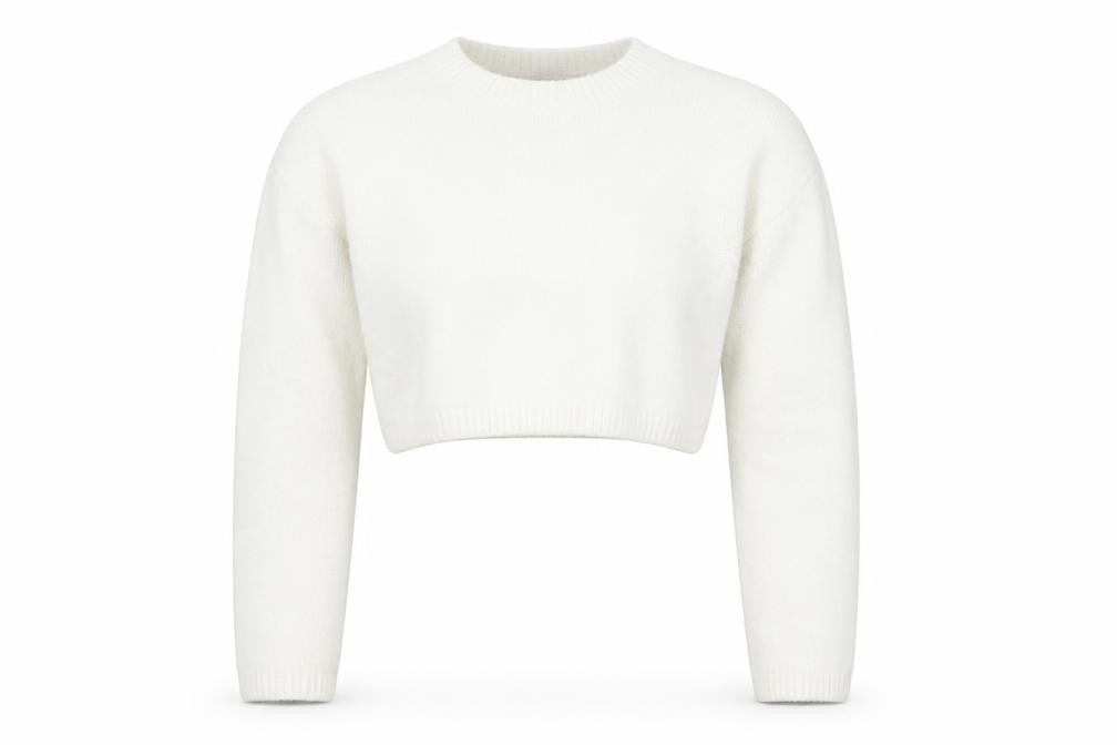 Zara Women White Crew Neck Knit Shrug Jumper Size L