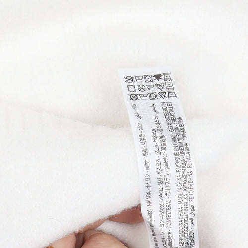 Zara Women White Crew Neck Knit Shrug Jumper Size L