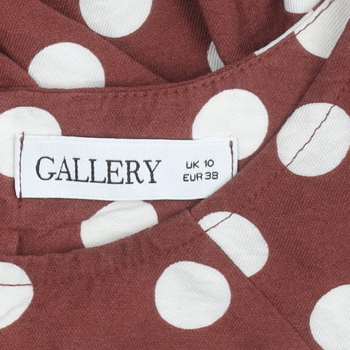 GALLERY Womens Brown Polka Dot Sleeveless Tunic Blouse UK 10