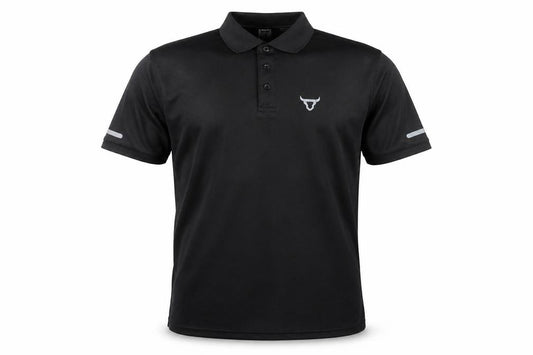 Front view of Toro Activa Men's Black Dri-Fit Polo Shirt, size L, Sportswear