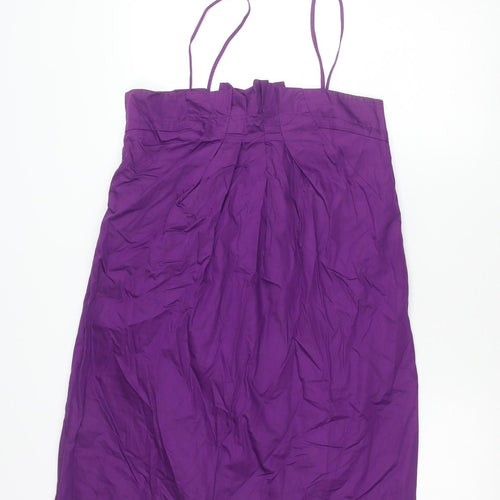French Connection Women's Purple Cotton A-Line Knee Dress Size 14