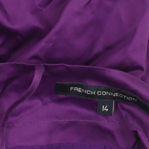 French Connection Women's Purple Cotton A-Line Knee Dress Size 14