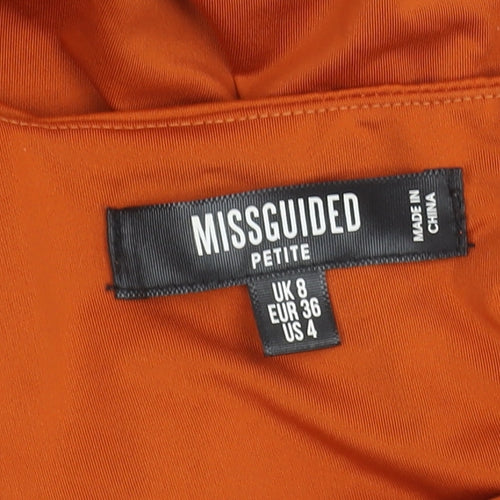 Missguided Petite Orange Bodycon Off Shoulder Long Sleeve Ruched Dress Size 8