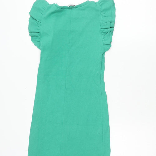 Zara Women Green Size 12 Ruffle Sleeve T-Shirt Dress