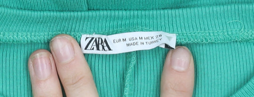 Zara Women Green Size 12 Ruffle Sleeve T-Shirt Dress