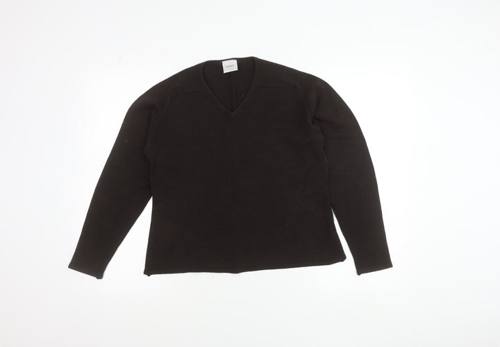 Next Womens Brown V-Neck Long Sleeve Knit Jumper Size 16