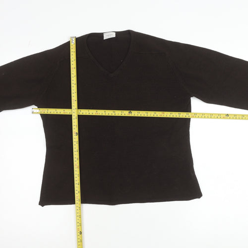 Next Womens Brown V-Neck Long Sleeve Knit Jumper Size 16