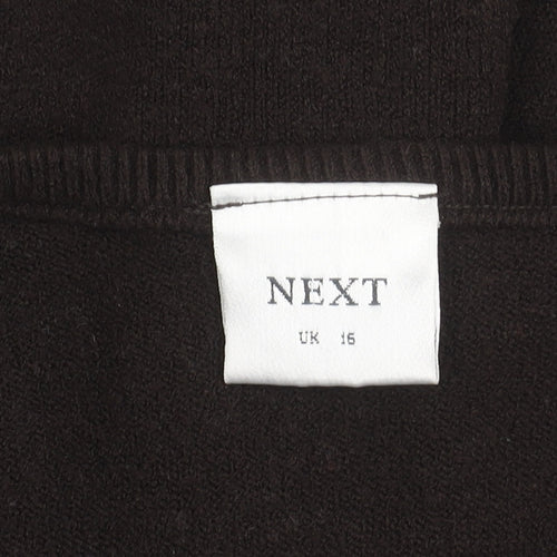 Next Womens Brown V-Neck Long Sleeve Knit Jumper Size 16