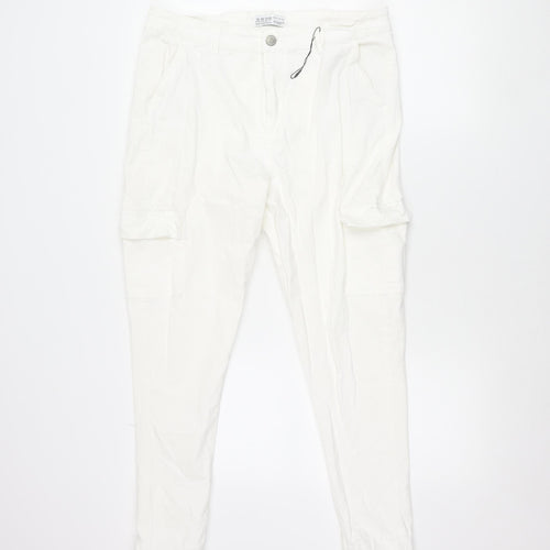 Primark Women’s White Cargo Trousers Size 18 Stretch Cotton Twill