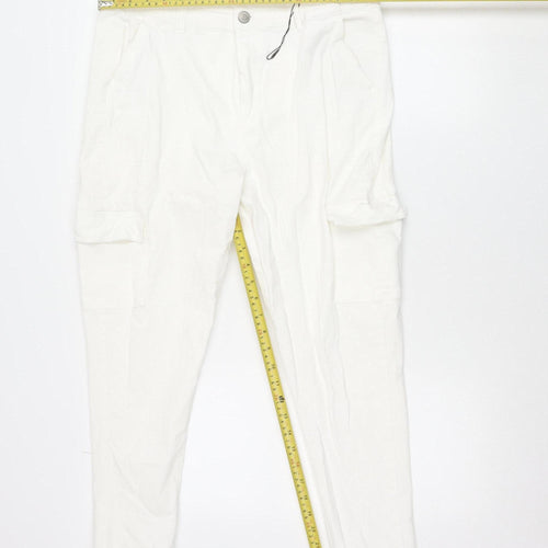 Primark Women’s White Cargo Trousers Size 18 Stretch Cotton Twill