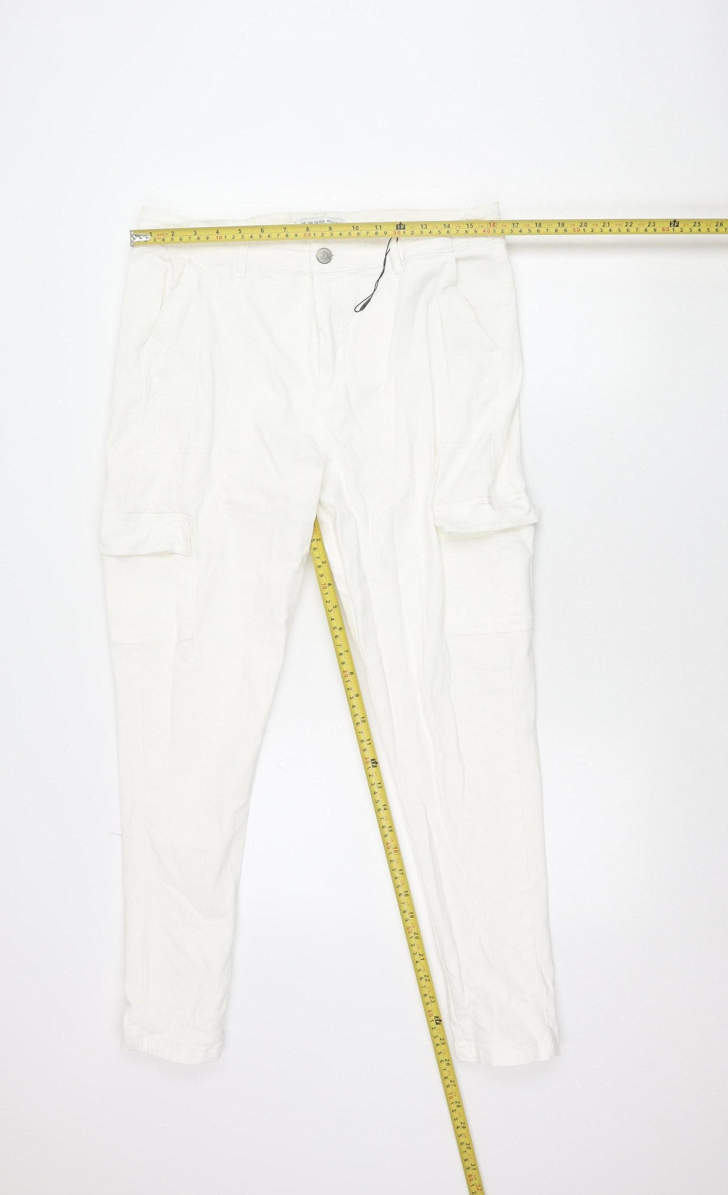 Primark Women’s White Cargo Trousers Size 18 Stretch Cotton Twill