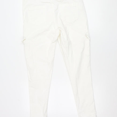 Primark Women’s White Cargo Trousers Size 18 Stretch Cotton Twill