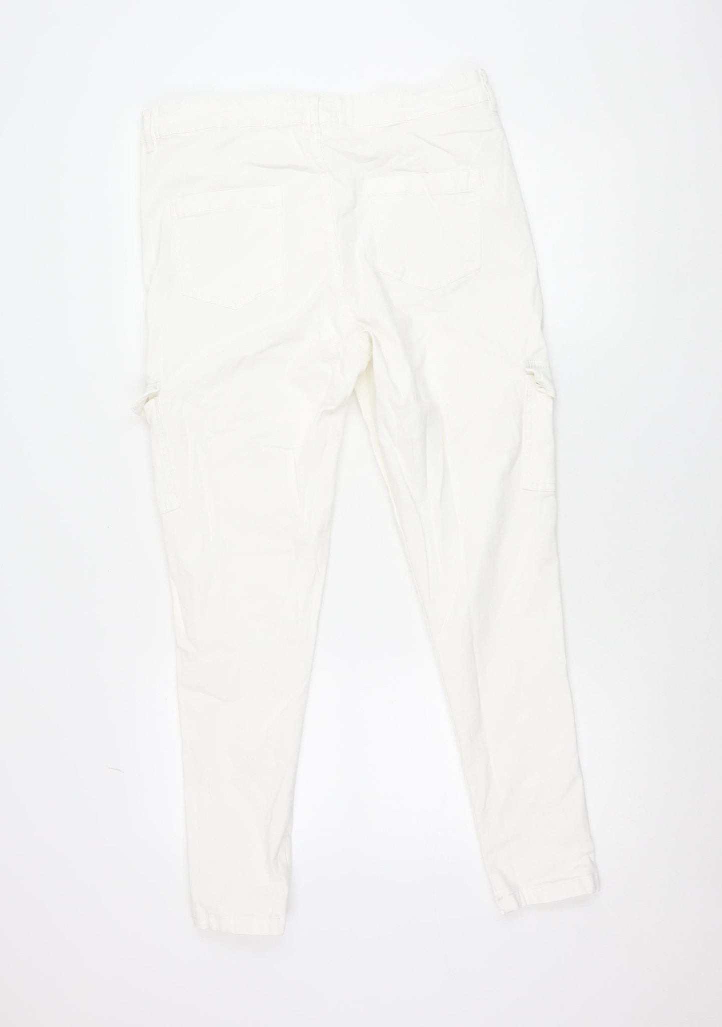 Primark Women’s White Cargo Trousers Size 18 Stretch Cotton Twill