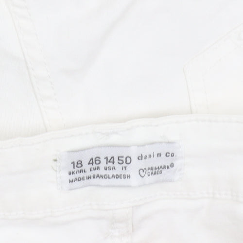 Primark Women’s White Cargo Trousers Size 18 Stretch Cotton Twill