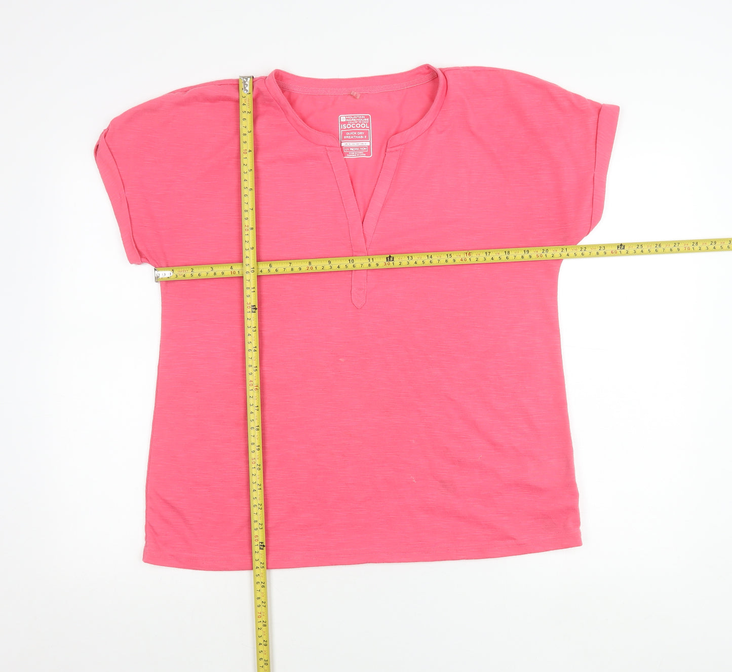 Mountain Warehouse Women's Pink Isocool Quick Dry V-Neck T-Shirt Size 16
