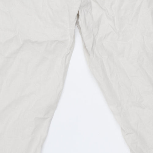 Dunnes Women’s Beige Cropped Linen Cotton Drawstring Trousers S