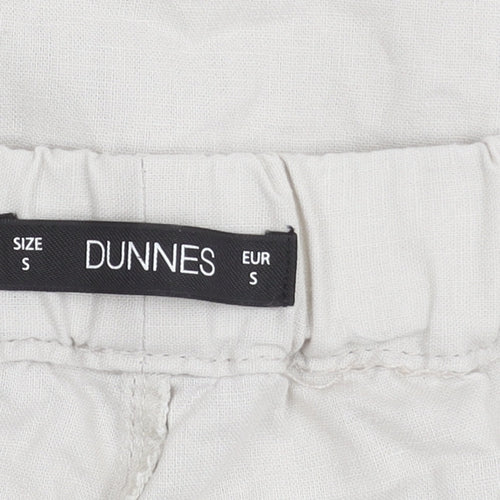 Dunnes Women’s Beige Cropped Linen Cotton Drawstring Trousers S