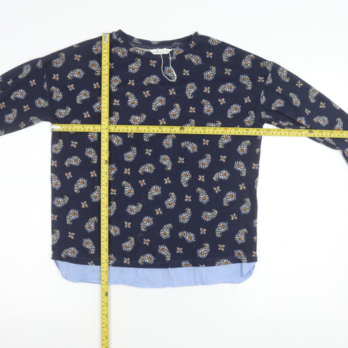 Springfield Women's Blue Floral Crew Neck Jumper Size S