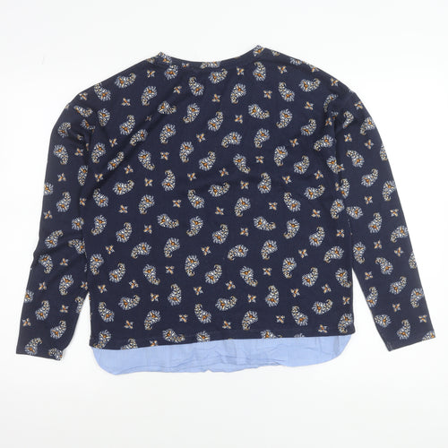 Springfield Women's Blue Floral Crew Neck Jumper Size S