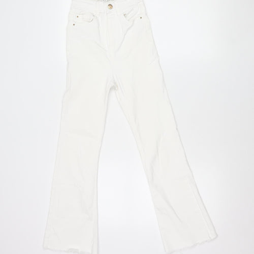 Stradivarius Women’s White Slim Straight Jeans Size 4 Stretch Denim