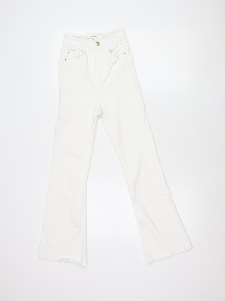 Stradivarius Women’s White Slim Straight Jeans Size 4 Stretch Denim