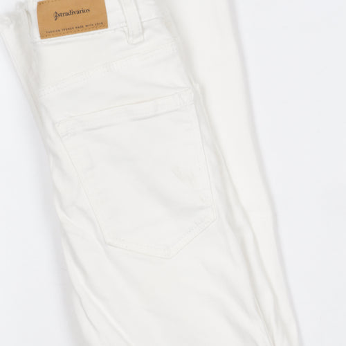 Stradivarius Women’s White Slim Straight Jeans Size 4 Stretch Denim