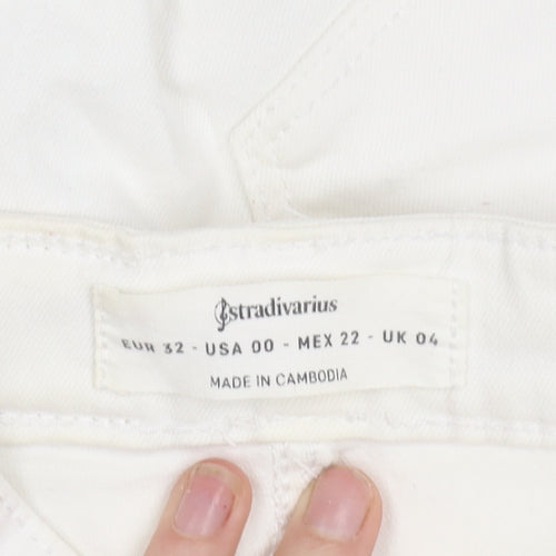 Stradivarius Women’s White Slim Straight Jeans Size 4 Stretch Denim