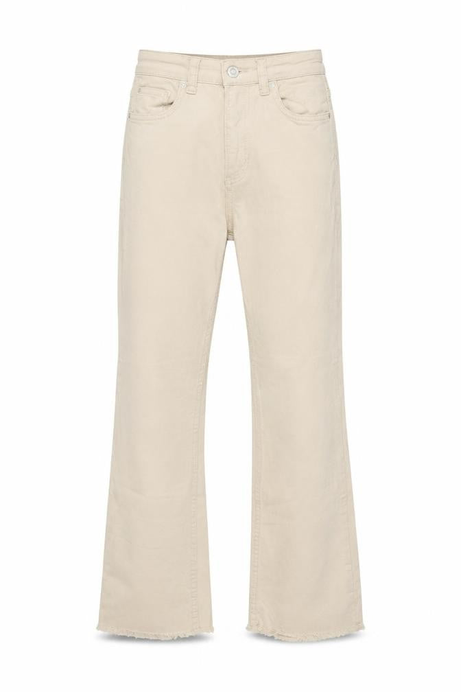 Front view of Stradivarius Women’s Beige Straight Jeans, size UK 6, Regular Fit