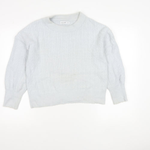 Gallery Women’s Light Blue Cable Knit Pullover Jumper Size S