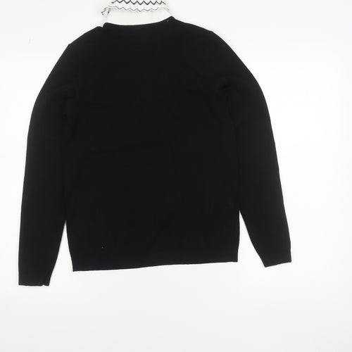 Gallery Women's Black Collared Henley Knit Jumper Size S