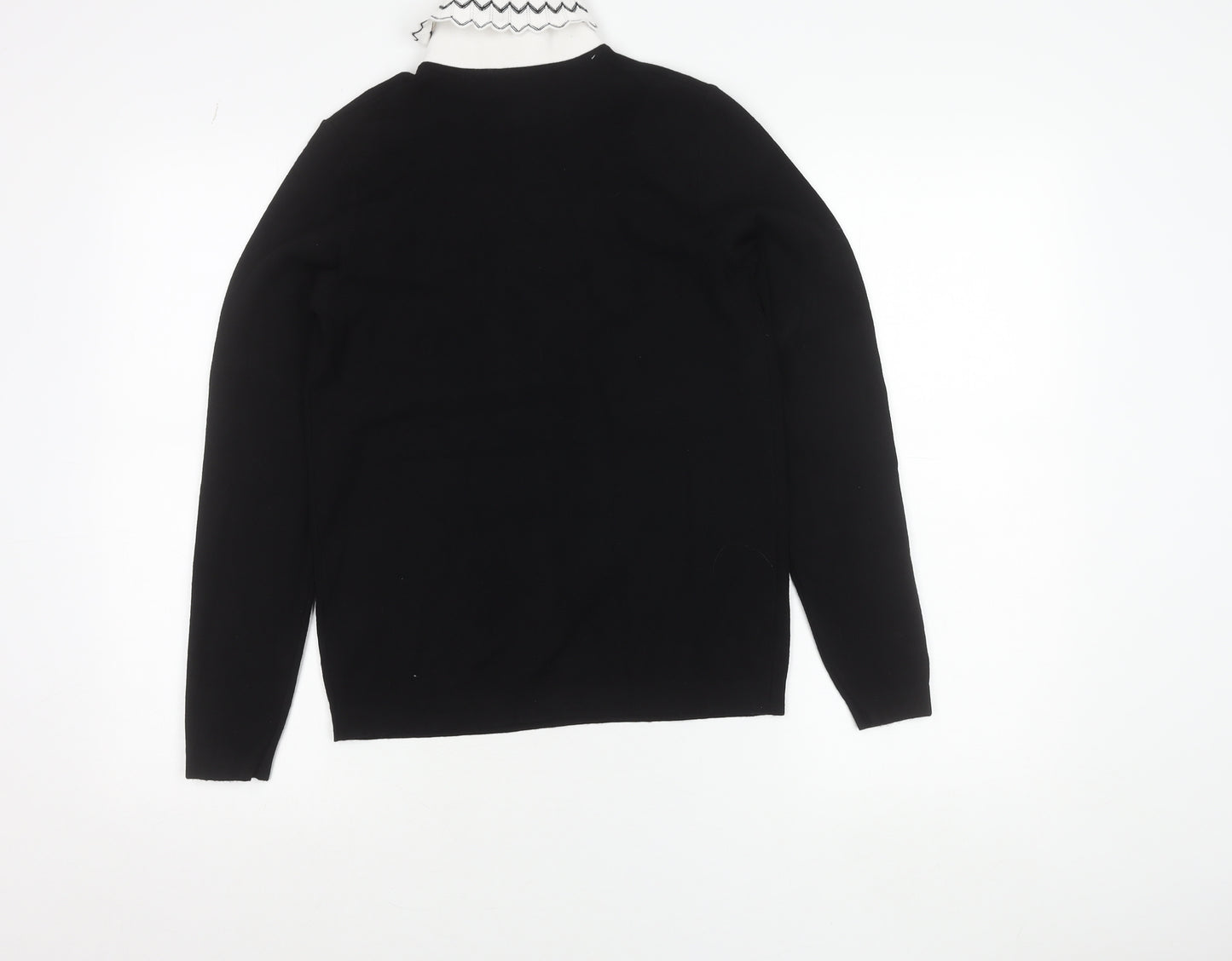 Gallery Women's Black Collared Henley Knit Jumper Size S