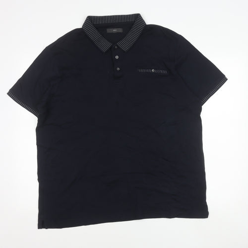 Marks and Spencer Men's Dark Navy 2XL Cotton Stretch Polo Shirt