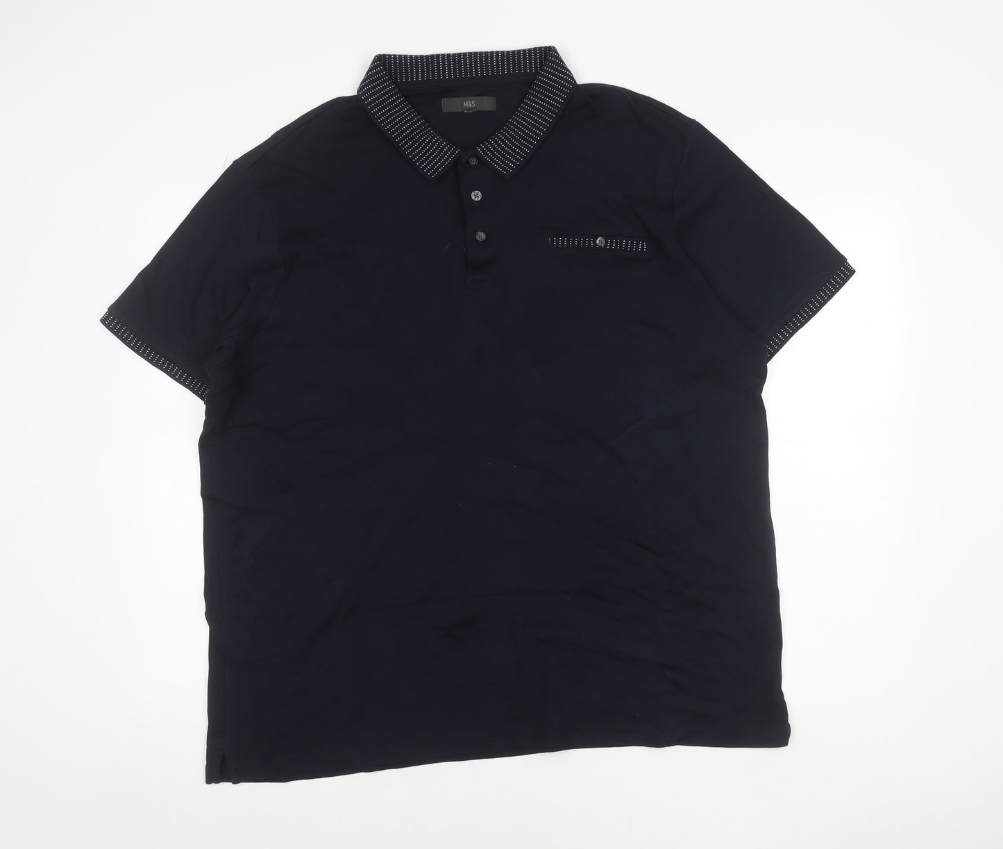 Marks and Spencer Men's Dark Navy 2XL Cotton Stretch Polo Shirt