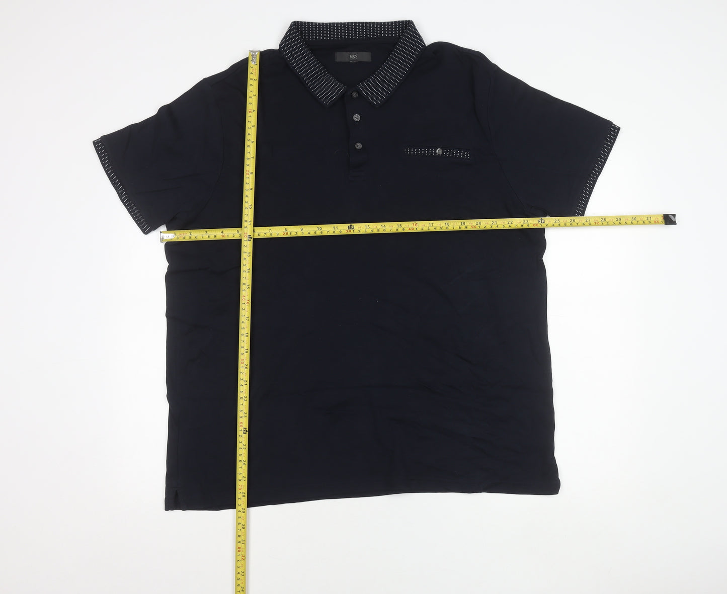 Marks and Spencer Men's Dark Navy 2XL Cotton Stretch Polo Shirt