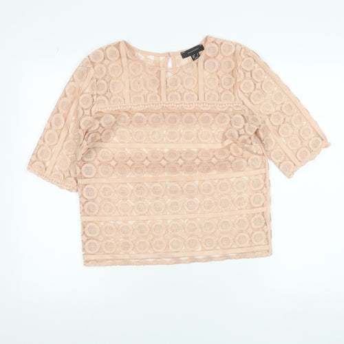 Atmosphere Women’s Beige Lace Blouse Size 10 3/4 Sleeve Tunic Top