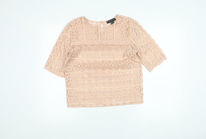 Atmosphere Women’s Beige Lace Blouse Size 10 3/4 Sleeve Tunic Top