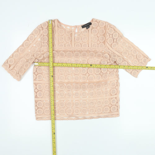 Atmosphere Women’s Beige Lace Blouse Size 10 3/4 Sleeve Tunic Top