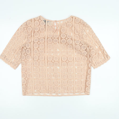 Atmosphere Women’s Beige Lace Blouse Size 10 3/4 Sleeve Tunic Top